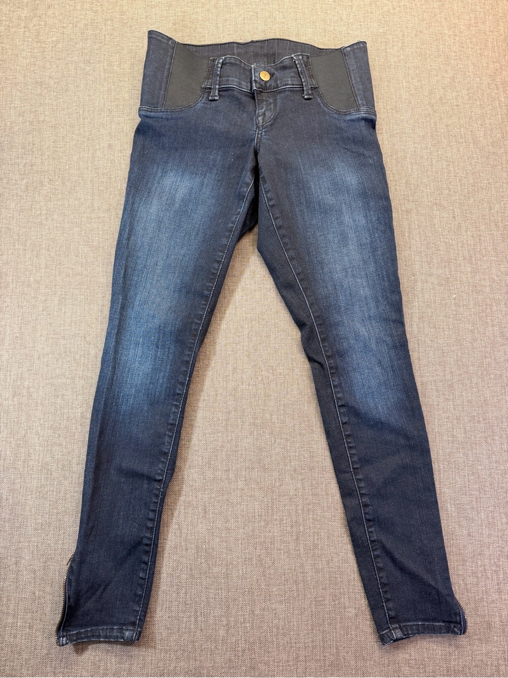 Dark Blue Skinny Maternity Jeans with Stretch Panel Size 00
